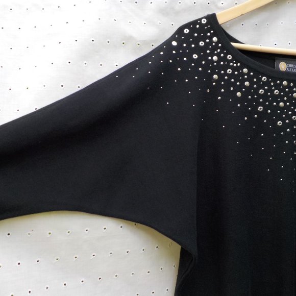 NWT Christine Alexander Embellished Top Black SZ S - Picture 7 of 16